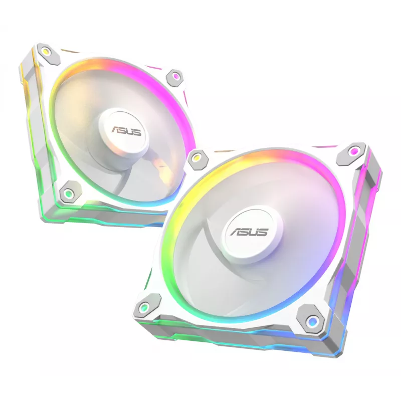 120 mm PC korpusa ventilators ASUS Prime MR120 ARGB Reverse White — 1600 RPM, 58 CFM, PWM, sleeve bearing