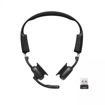 SHOKZ OpenMeet UC bezvadu kaula vadības austiņas videokonferencēm ar USB-A adapteri