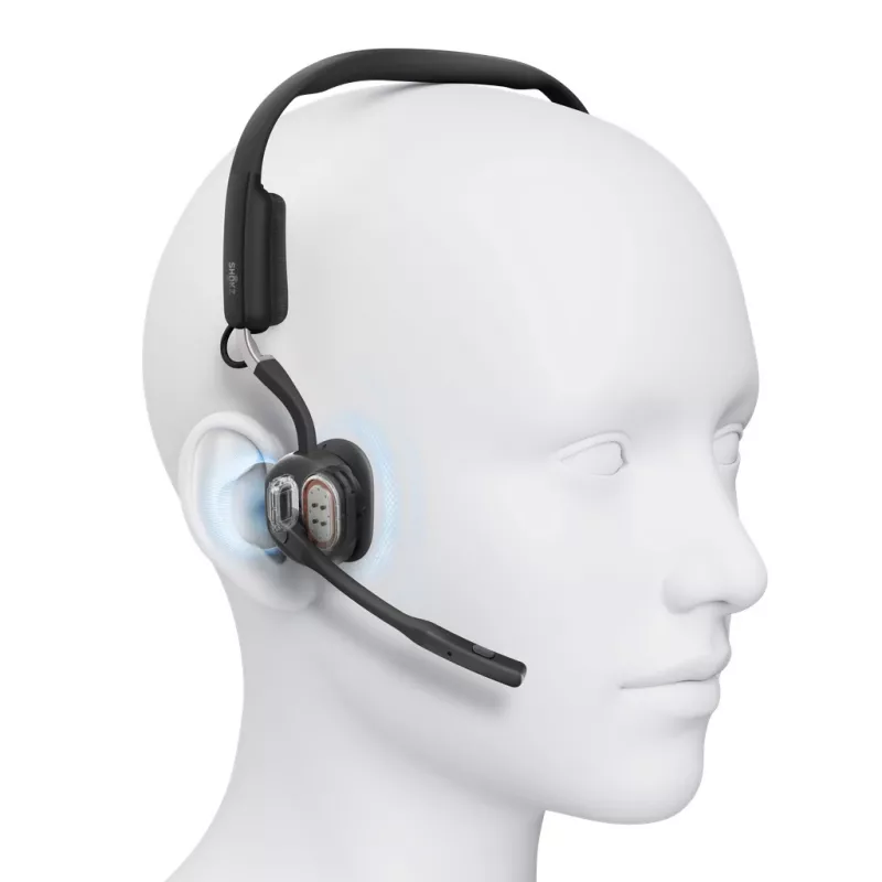 SHOKZ OpenMeet UC bezvadu kaula vadības austiņas videokonferencēm ar USB-A adapteri