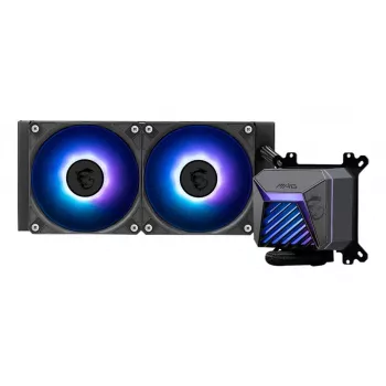 Šķidruma dzesēšanas sistēma MSI MAG Coreliquid A15 240 — 240 mm radiators, 2×120 mm ventilatori, LGA1700/AM4/AM5, melna