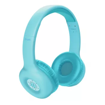 Austiņas TRUST Nouna bērnu Bluetooth/USB-C vadu un bezvadu, salokāmas, zilas, 4 cm draiveri