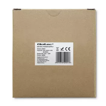 Rūpnieciskais DIN sliedes barošanas bloks QOLTEC 50901 — 480W, 24V līdzstrāva, 20A