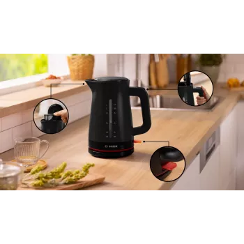 Elektriskā tējkanna Bosch MyMoment TWK3M123 — 1.7 L, 2400 W, melna