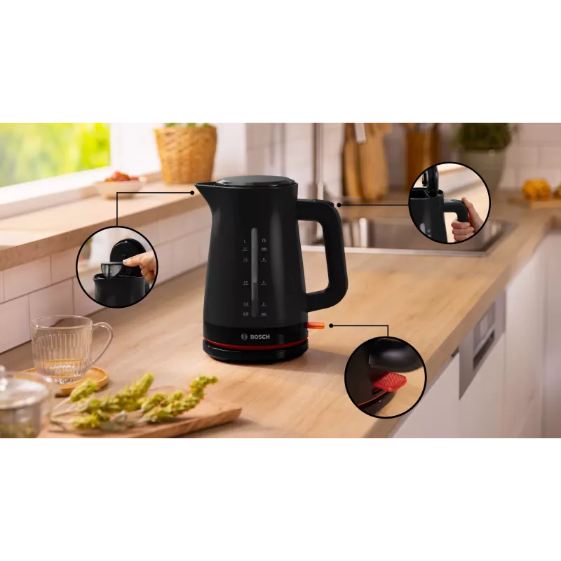 Elektriskā tējkanna Bosch MyMoment TWK3M123 — 1.7 L, 2400 W, melna