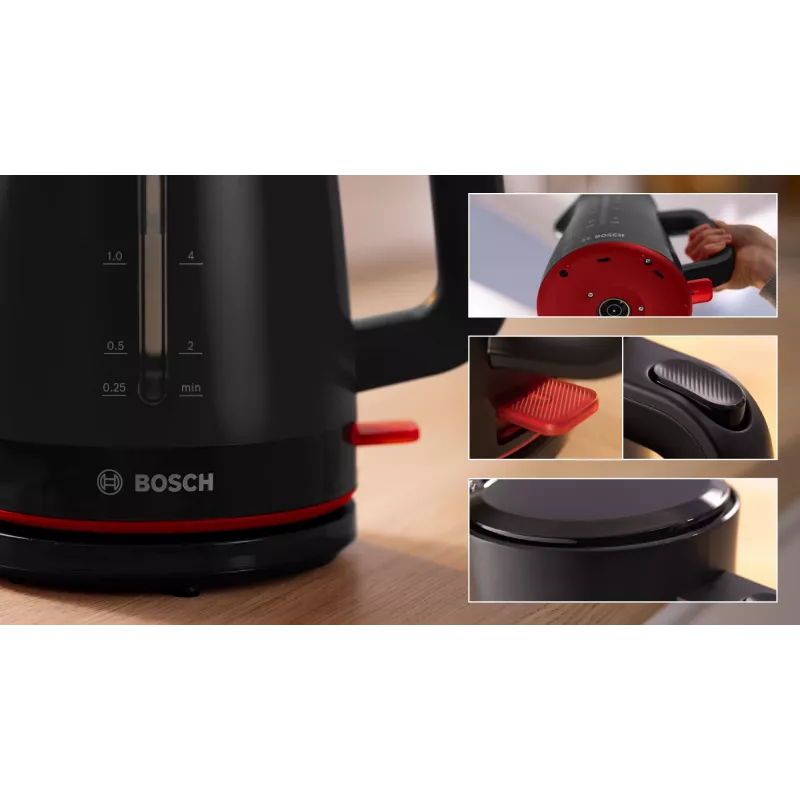 Elektriskā tējkanna Bosch MyMoment TWK3M123 — 1.7 L, 2400 W, melna