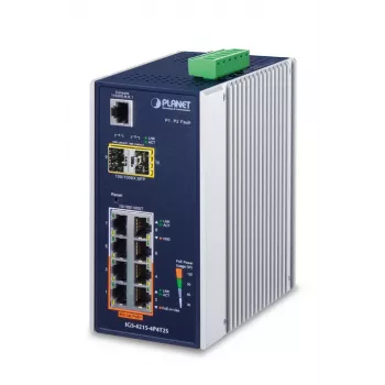 PLANET pārvaldīts slēdzis - industriāls 4-portu 10/100/1000T 802.3at PoE + 4-portu 10/100/1000T + 2-portu 100/1000X SFP