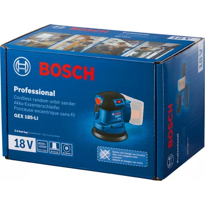 Bosch GEX 185-LI Profesionālā ekscentriskā slīpmašīna 10000 OPM Zila