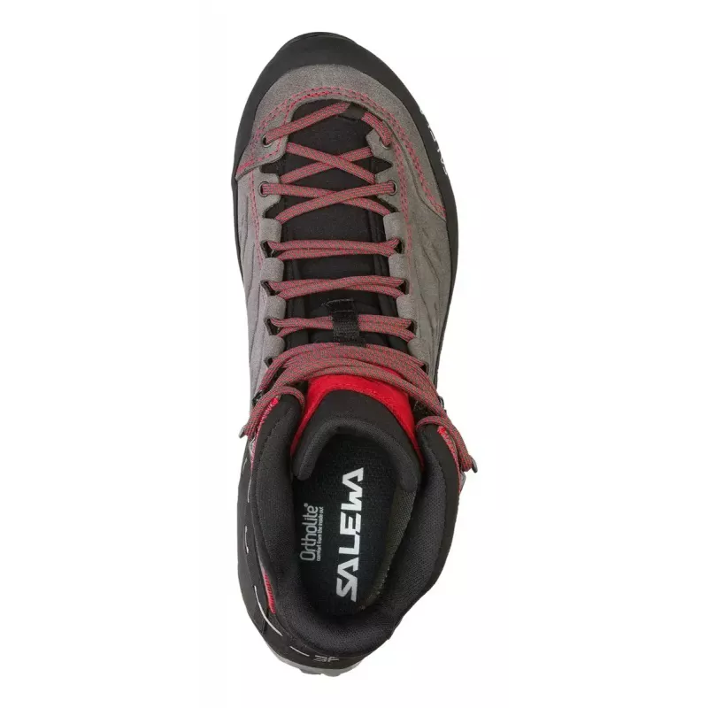 Salewa MTN Trainer Mid GTX vīriešu pārgājienu zābaki, ogles pelēki sarkani, āda zamšāda Vibram