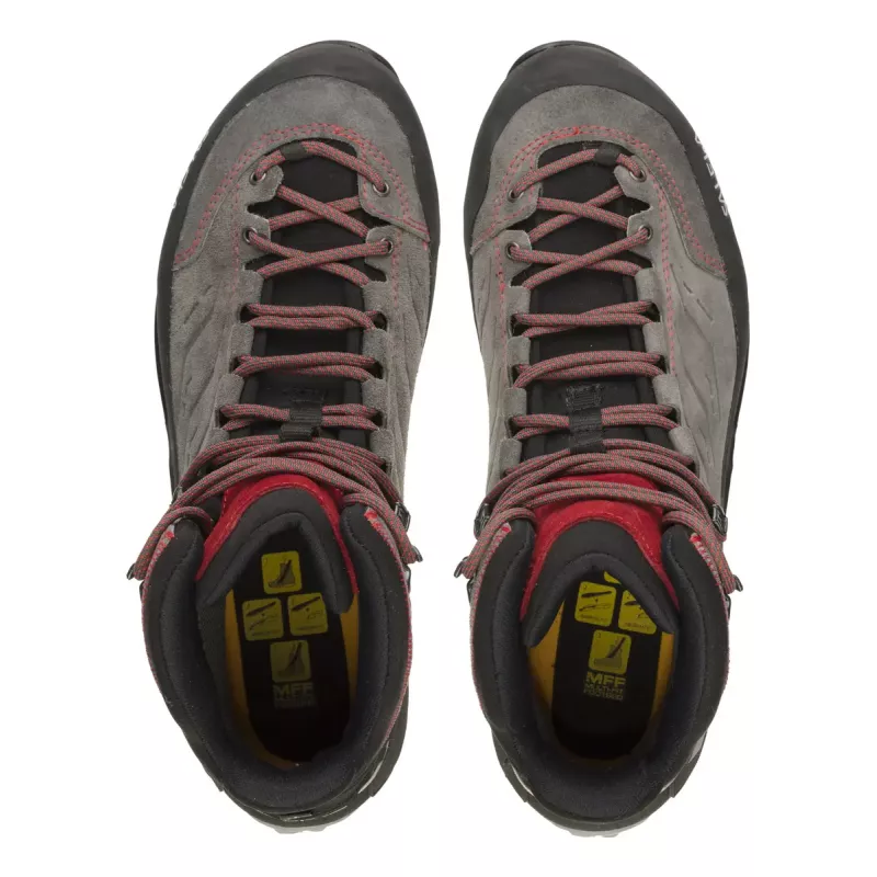 Salewa MTN Trainer Mid GTX vīriešu pārgājienu zābaki, ogles pelēki sarkani, āda zamšāda Vibram