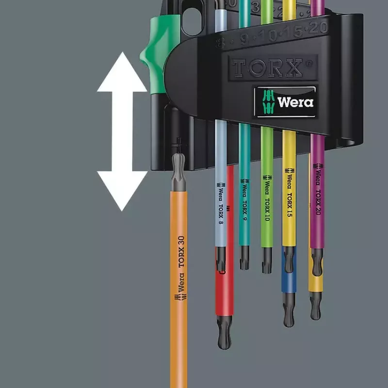 L-veida Torx atslēgu komplekts Wera 967/9 TX BO (TX8–TX40)
