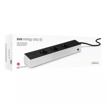 Eve Energy Strip viedais pagarinātājs 3 kontaktligzdas 120–230 V 1,9 m melns
