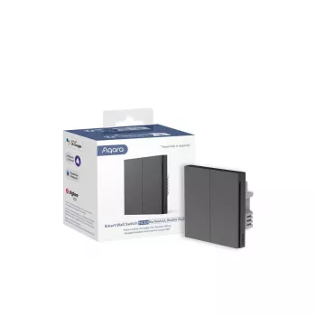 AQARA Smart Wall Switch H1 EU (Bez nulles, Divu taustiņu) (WS-EUK02-G), Pelēks - Zigbee sienas slēdzis ar dubulto releju