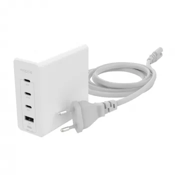 mophie Speedport 120 sienas lādētājs – 120W GaN USB-C PD HUB (3x USB-C + 1x USB-A) balts, EU