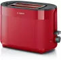 Toasteris Bosch TAT2M124 — 2 šķēles 950 W, sarkans, maizes centrēšana, atkausēšana, pacelšana