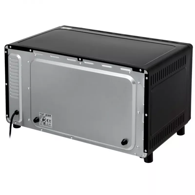 Mini krāsns Adler AD 6030 — 30 L / 1500 W, mehāniskais taimeris, rotisserie, 230°C, brīvi stāvoša, melna