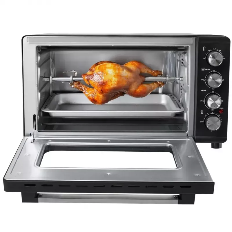 Mini krāsns Adler AD 6030 — 30 L / 1500 W, mehāniskais taimeris, rotisserie, 230°C, brīvi stāvoša, melna