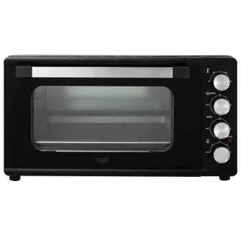 Mini krāsns Adler AD 6030 — 30 L / 1500 W, mehāniskais taimeris, rotisserie, 230°C, brīvi stāvoša, melna