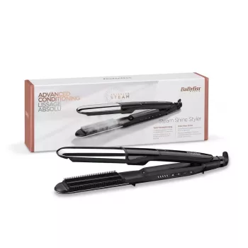 Gludeklis matiem BABYLISS ST496E — tvaika mist veidotājs, platās keramikas plāksnes 39×100 mm, 150–230°C, 67W, 2.5 m grozāms vads