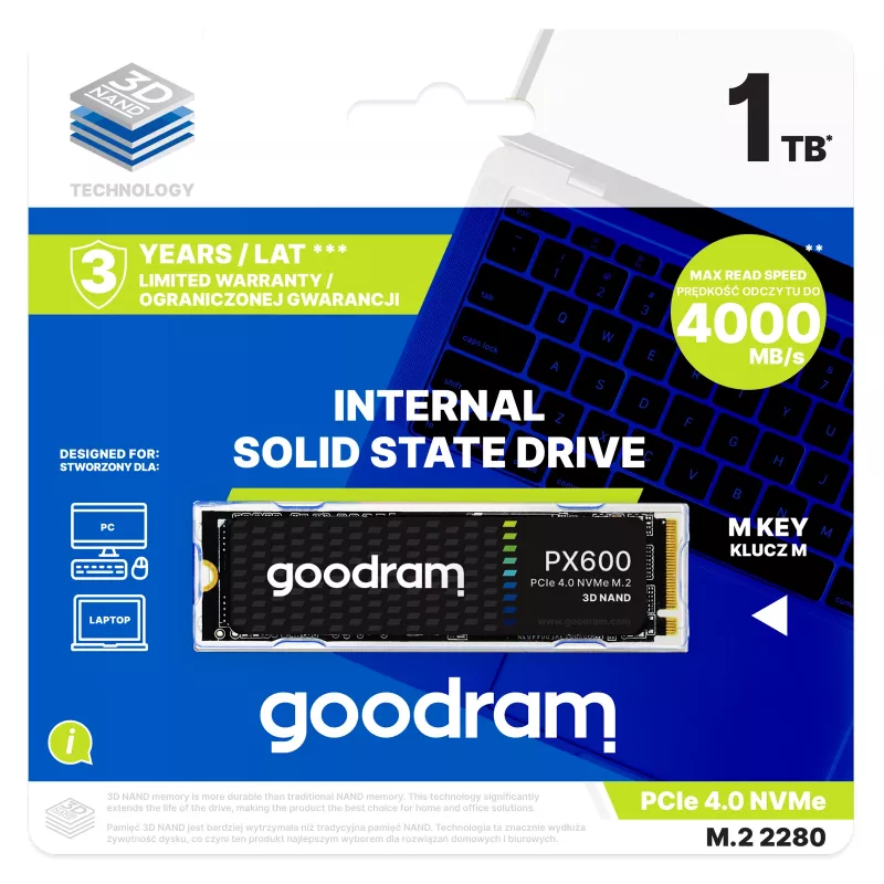 Goodram SSDPR-PX600-2K0-80 iekšējais cietvielu disks 2 TB M.2 PCI Express 4.0 NVMe 3D NAND