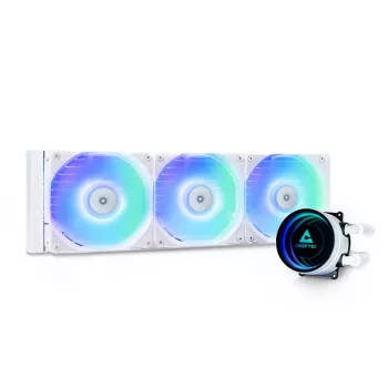 CHIEFTEC CLC-360-RGB-W — 360 mm radiators, 3x 120 mm RGB ventilatori, balts, 40 cm caurules