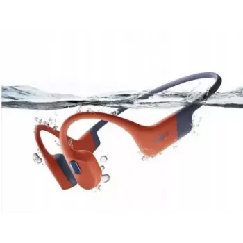 Kaulu vadošās austiņas Shokz OpenSwim Pro — binurālās, IP68 ūdensizturīgas, Bluetooth 5.2, līdz 9 h darbības laiks, aizauss stiprinājums, sarkanas