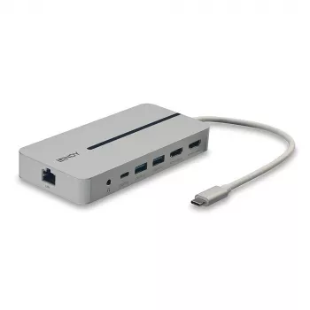 Lindy DST-Mx Duo USB-C klēpjdatora/MacBook mini dokstacija ar diviem displejiem (4K) un 100W caurlaides uzlādi