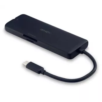 Lindy DST-Mini USB-C miniatūra klēpjdatora dokstacija ar 4K atbalstu un 100W caurlaides uzlādi
