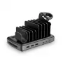 Lindy 73436 USB uzlādes stacija 6 portiem 160W Alumīnijs, Plastmasa Melna, Pelēka