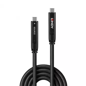 Lindy 10m USB 3.2 Gen 1 un DP 1.4 Type C hibrīda kabelis, 10 m, USB C, USB C, USB 3.2 Gen 1 (3.1 Gen 1), Melns