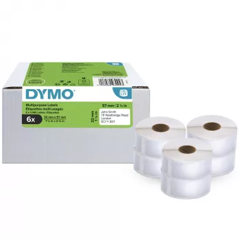 DYMO oriģinālās daudzfunkciju etiķetes LabelWriter 32mm x 57mm, 6 ruļļi pa 1000 (6000 gab.), pašlīmējošas