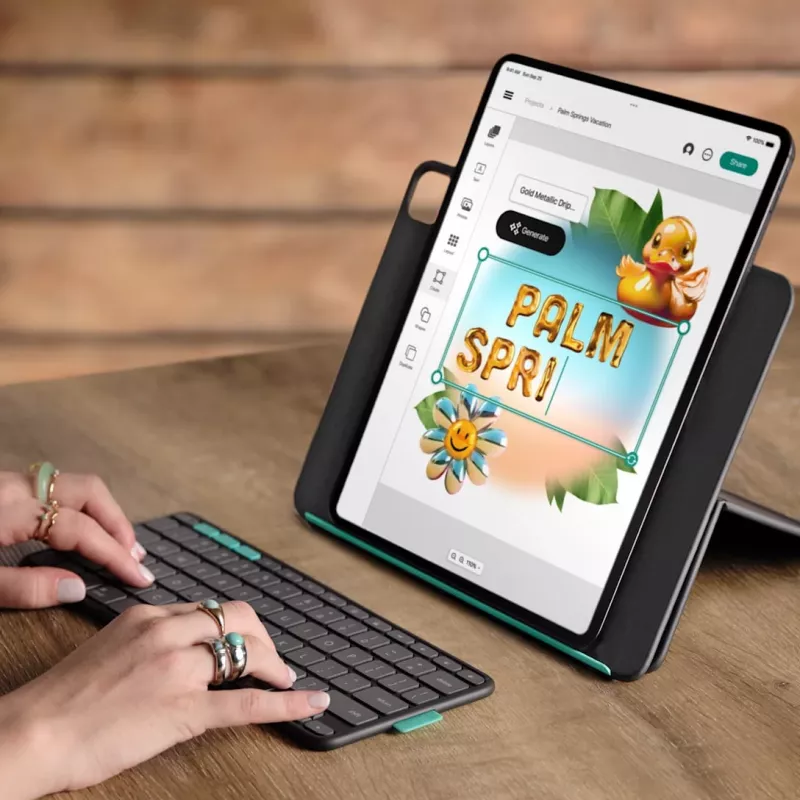 LOGITECH Flip Folio Graphite - aizsargapvalks iPad Pro 13 inch (M4) un iPad Air 13 inch (M2 & M3) QWERTY UK