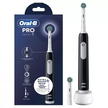 Oral-B Pro Series 1 pieaugušo rotējoša zobu birste, melna, balta