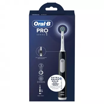 Oral-B Pro Series 1 pieaugušo rotējoša zobu birste, melna, balta