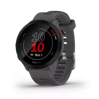 Viedpulksteņi GARMIN Forerunner 55, apaļš 42 mm korpuss, pelēks, silikona siksniņa, GPS/GLONASS/Galileo, 5 ATM ūdensizturība