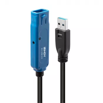Lindy 8m USB 3.0 Active Extension Pro pagarinājuma kabelis, 8 m, USB A, USB A, USB 3.2 Gen 1 (3.1 Gen 1), 5 Gbit/s, Melns
