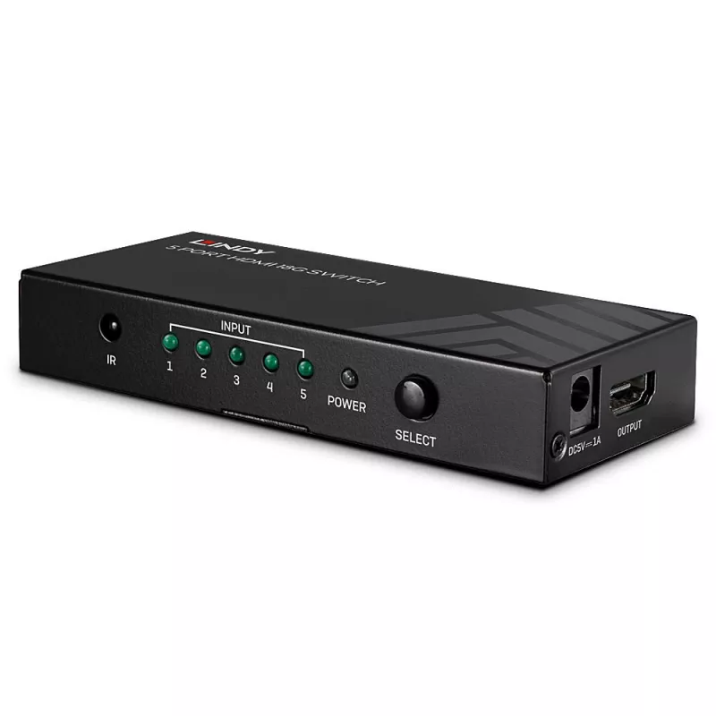 Lindy 38233 5 portu HDMI 2.0 18G slēdzis, 5x HDMI, galda