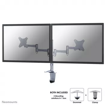 Neomounts FPMA-D1330DSILVER Monitora roka 10-27 collām, Skava/Caurums, 9 kg, 100x100 mm, Sudrabs