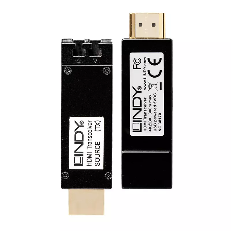 HDMI raidītājs un uztvērējs Lindy 300m optiskās šķiedras HDMI 4K30 pagarinātājs
