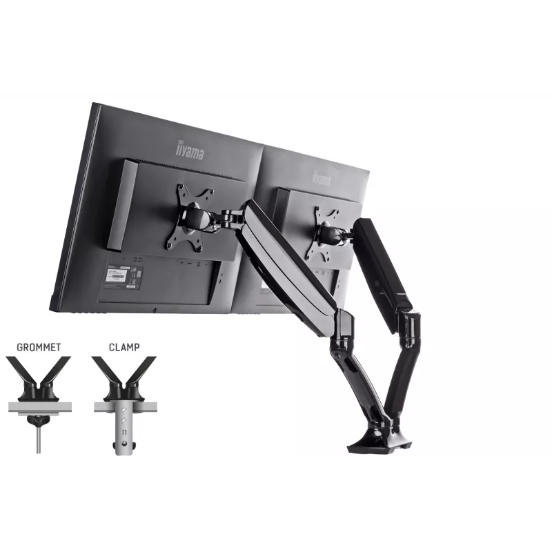 iiyama DS3002C-B1 statīvs diviem monitoriem, 68.6 cm (27 collas), galda stiprinājums, melns