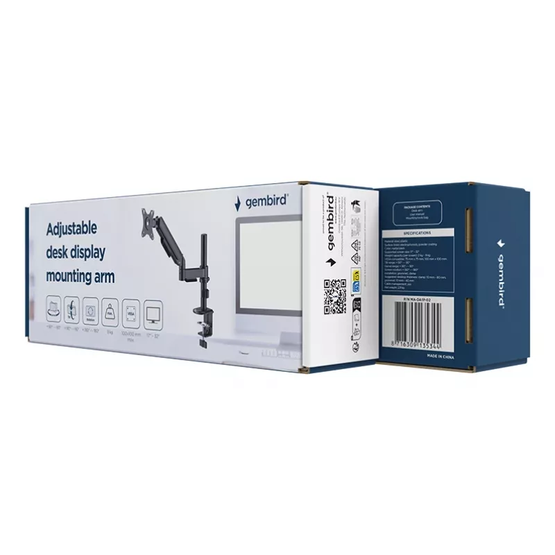 GEMBIRD regulējams galda monitora stiprinājums, 17-32 inch melns