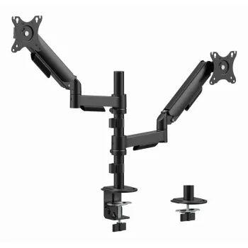 Gembird MA-DA2P-02 monitoru statnis 2 ekrāniem, līdz 81.3 cm (32 inch), VESA 75x75–100x100, max 9 kg katram, skava/caurums, melns