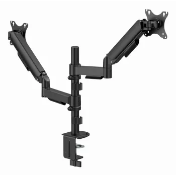 Gembird MA-DA2P-02 monitoru statnis 2 ekrāniem, līdz 81.3 cm (32 inch), VESA 75x75–100x100, max 9 kg katram, skava/caurums, melns