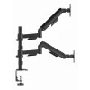 Gembird MA-DA2P-02 monitoru statnis 2 ekrāniem, līdz 81.3 cm (32 inch), VESA 75x75–100x100, max 9 kg katram, skava/caurums, melns