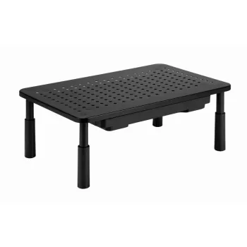 Monitora statīvs GEMBIRD MS-TABLE-D-01 — augstumā regulējams galda pacēlājs ar 1 atvilktni, tērauds, 140 mm augstums, atbalsta 1 displeju, 20 kg ietilpība