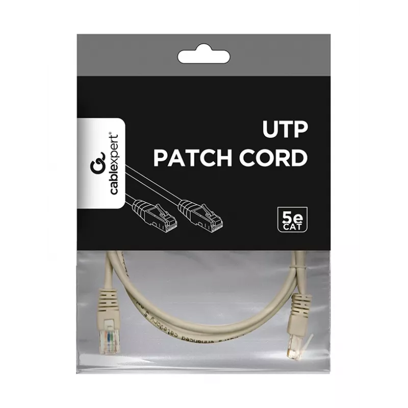 GEMBIRD Patch vads - Cat 5e - UTP - 0,5 m - Pelēks