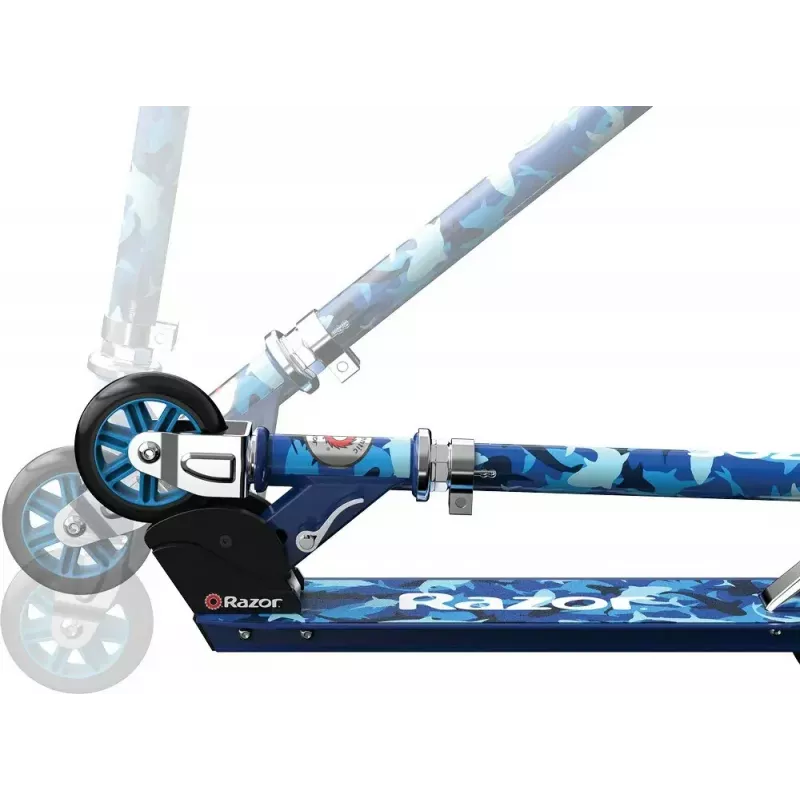 Skrejritenis Razor Model A Shark Camo — salokāms, viegls bērniem un pusaudžiem, 2 riteņi, regulējams stūres augstums, max slodze 65 kg