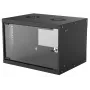 Sienas tīkla skapis INTELLINET 714143 — 6U 19 collu, 540×400×353 mm, cinkots tērauds, stikla durvis, IP20, max 50 kg
