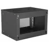 Sienas tīkla skapis INTELLINET 714143 — 6U 19 collu, 540×400×353 mm, cinkots tērauds, stikla durvis, IP20, max 50 kg