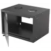 Sienas tīkla skapis INTELLINET 714143 — 6U 19 collu, 540×400×353 mm, cinkots tērauds, stikla durvis, IP20, max 50 kg