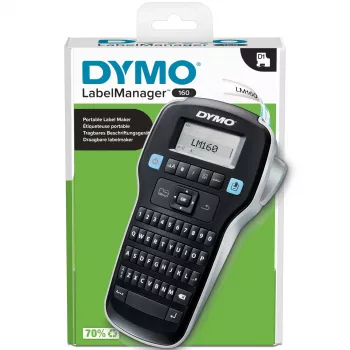 DYMO LabelManager 160 etiķešu printeris | Rokas etiķešu printeris ar QWERTY tastatūru | Ietver melnu un baltu D1 lenti (12mm) | Mājām un birojam